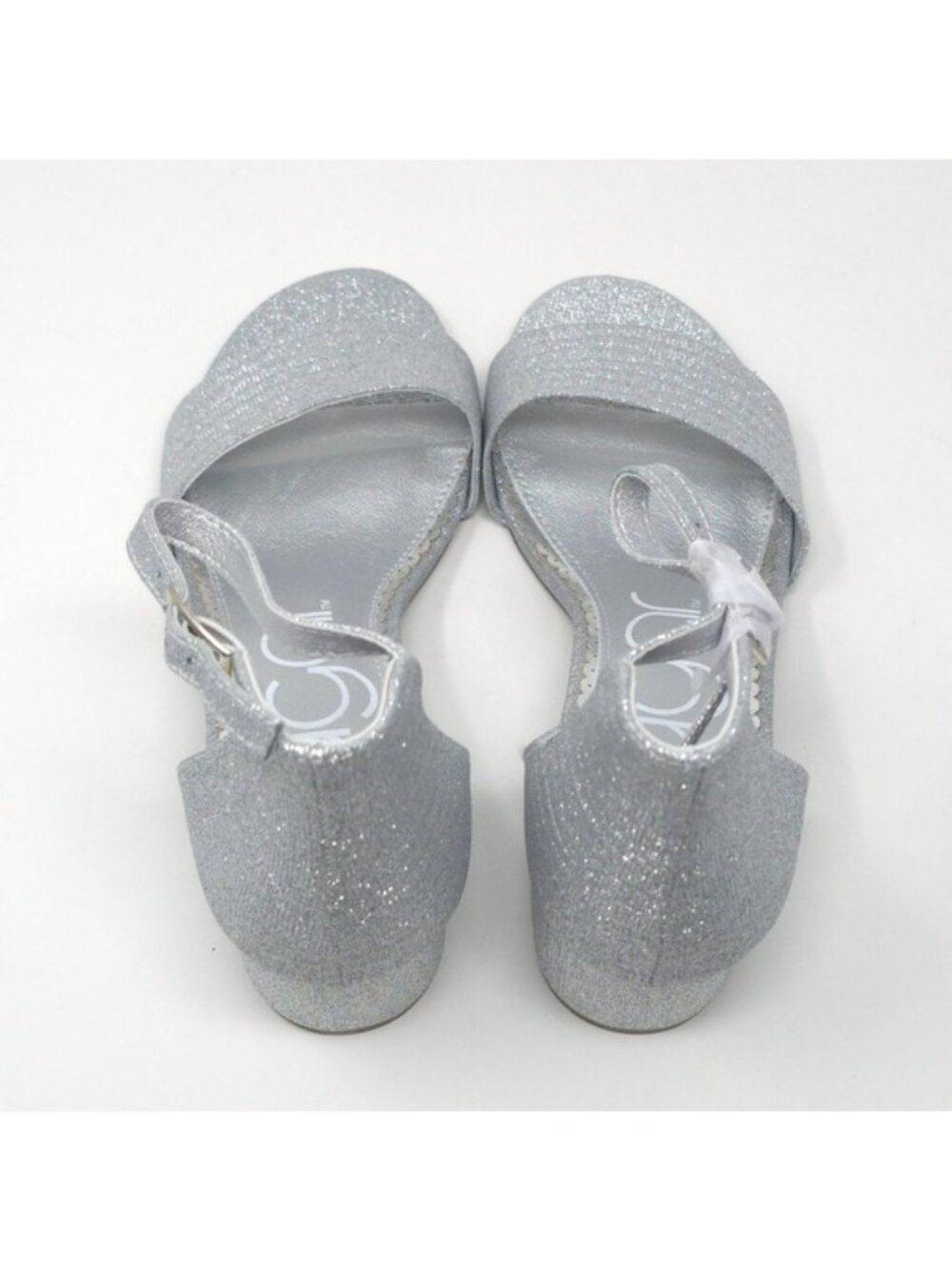 Sugar Noelle Silver Glitter Ankle Strap Block Heel Sandals Size 6M - Picture 7 of 11